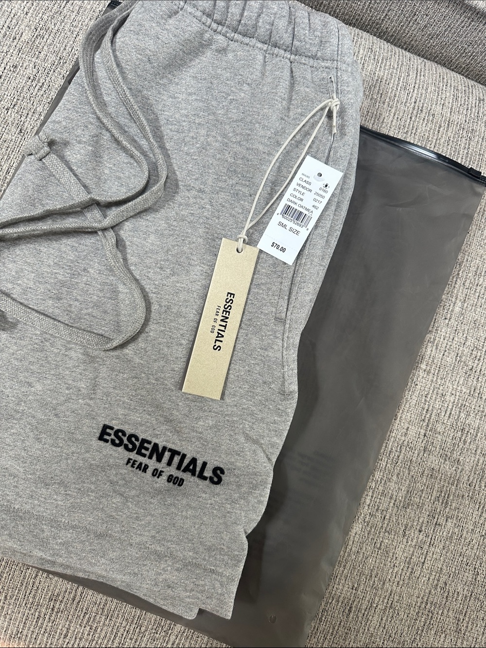 Essentials Light Grey Sweatpants with Black Logo